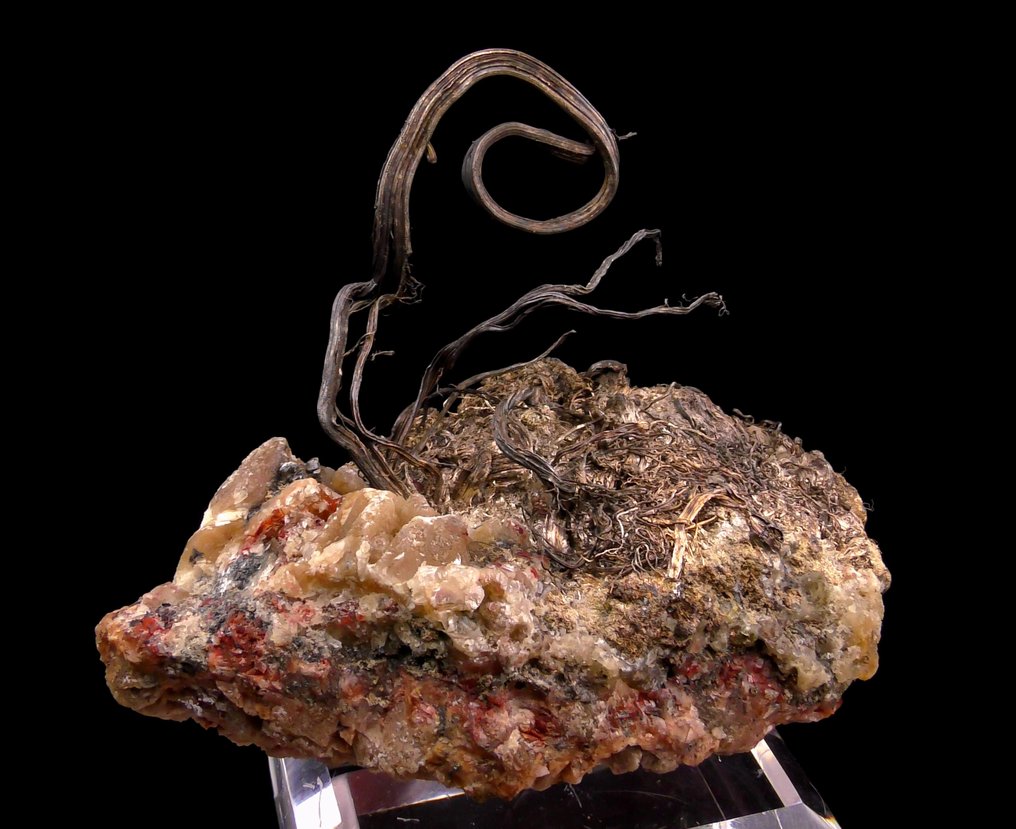 Silberlocke auf Calcit „Der Fischer“ - Hongda-Mine, Shanxi, China - Höhe: 8.5 cm - Breite: 7 cm- 174 g #2.2