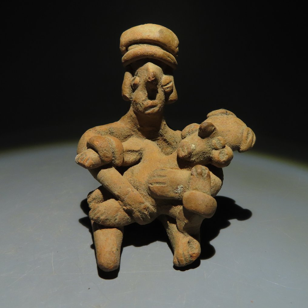 墨西哥西部科利马州 Terracotta 孕妇塑像。公元前 200 年 - 公元 500 年。高 7 厘米。西班牙进口许可证。 #1.1