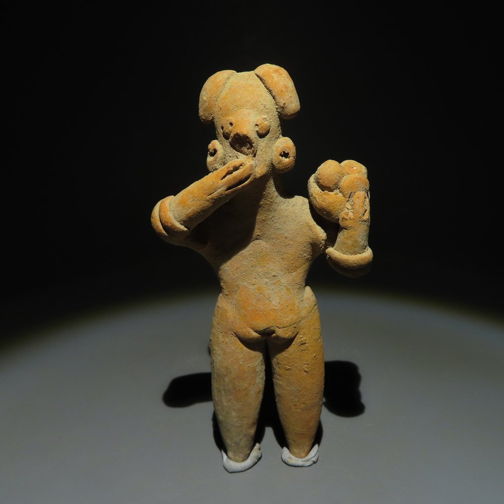 墨西哥西部科利马州 Terracotta 数字。公元前 200 年 - 公元 500 年。 12.5 厘米高。西班牙进口许可证。 #1.1