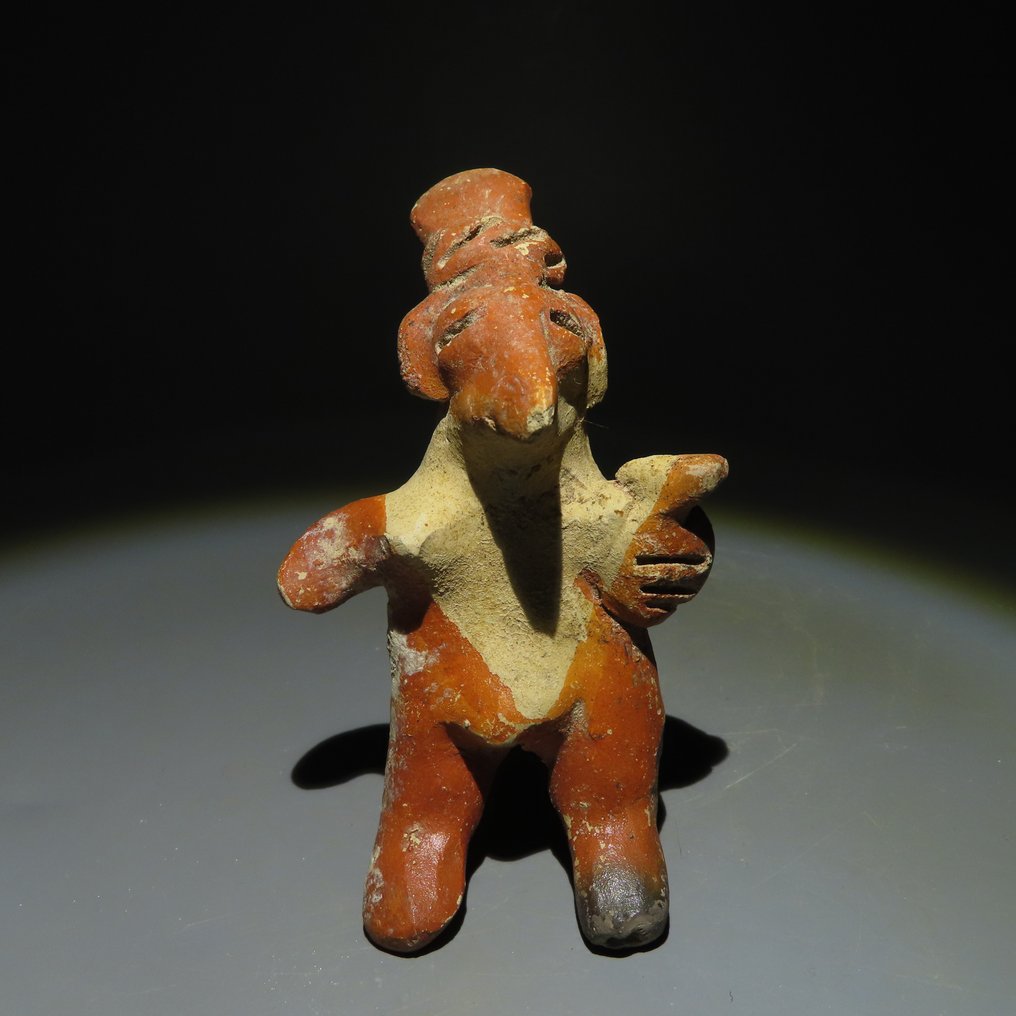 Nayarit, Western Mexico Terracotta Female Figure. 200-600 AD. 10.2 cm H. Spanish Import License. #1.2