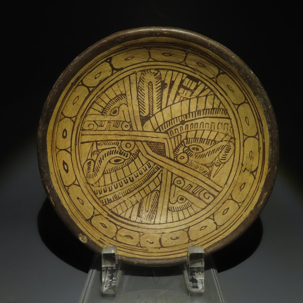 Nayarit, Aztatlan, Vestul Mexicului. TeracotÄƒ Frumos castron pictat. 900 - 1200 d.Hr. 17 cm L. Licență de import spaniolă. #1.1