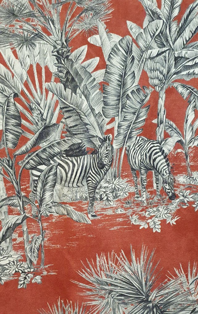 Tecido Toile de Jouy - Girafa, zebra, flamingos - Têxtil  - 200 cm - 280 cm #1.0