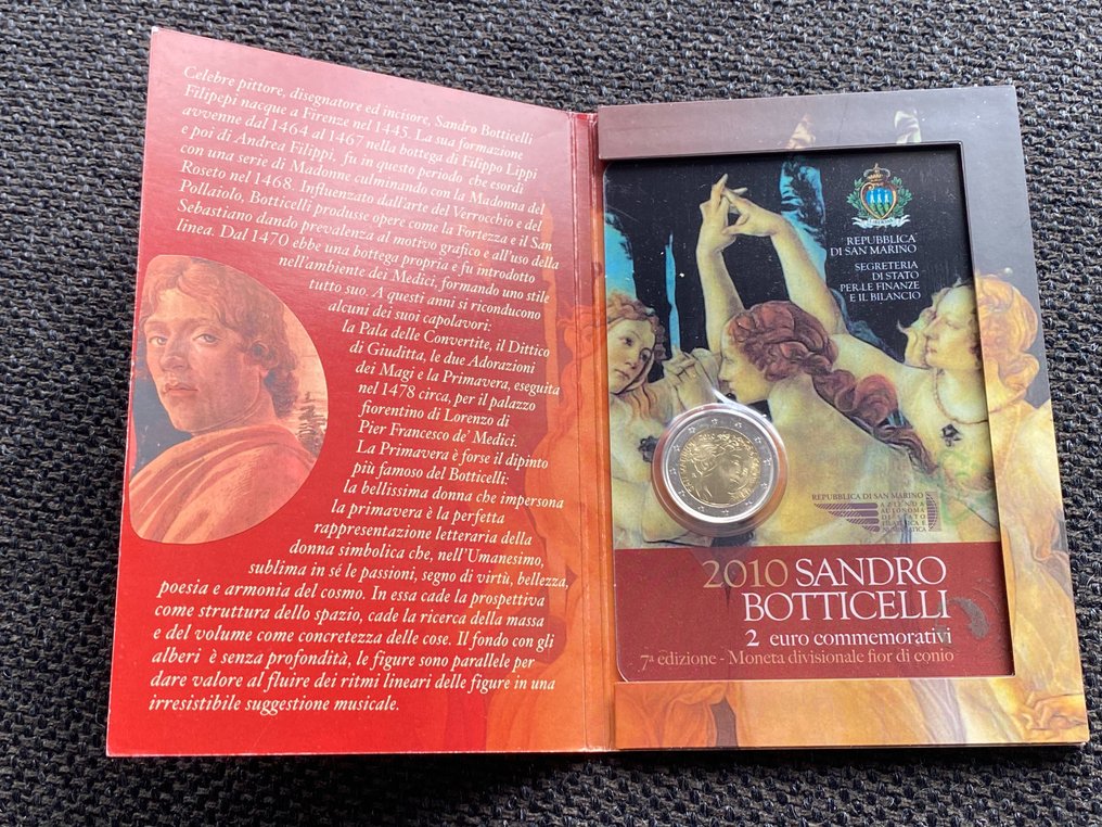 São Marinho. 2 Euro 2010/2011 "Sandro Botticelli" + "Giorgio Vasari" (2 stuks) (Sem preço de reserva) #1.0