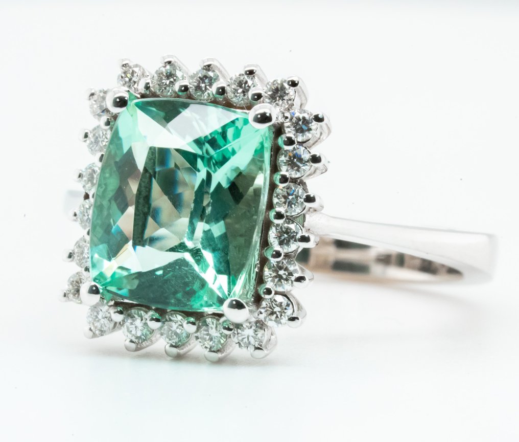 18 克拉 白金 - 戒指 - 2.60 ct 祖母綠 - 淡綠色（無油）和 VS 鑽石 #2.1