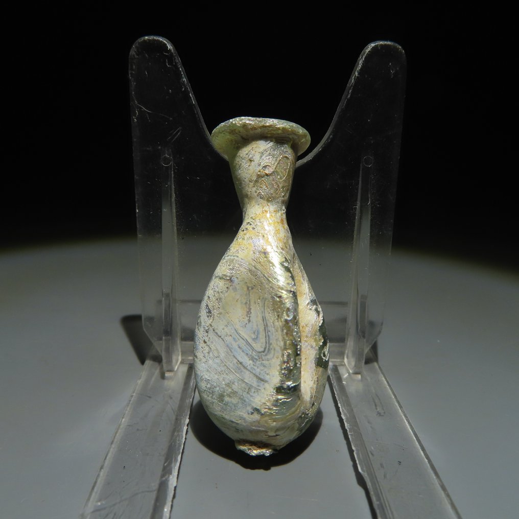 Roma antica Vetro Pallone intatto - Lacrimale. 4,6 cm H. Eccezionale iridescenza #1.1