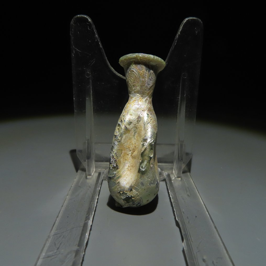 Roma antica Vetro Pallone intatto - Lacrimale. 4,6 cm H. Eccezionale iridescenza #1.2