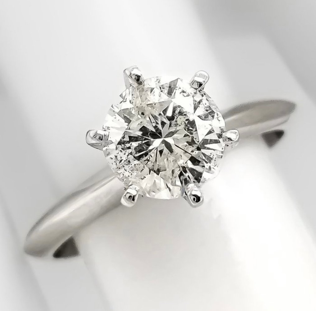 Ring - 14 karat Hvidguld Diamant  (Natur) #1.1