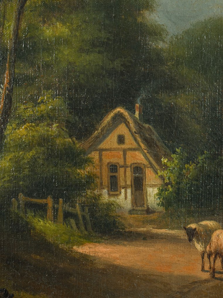 George Henry Hendriks (1804-1859) - Landschap met schaapherdster en schapen #3.2