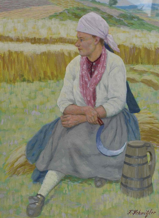 Fritz Schnitzler (1851-1920) - Bäuerin bei einer Pause bei der Feldarbeit #1.1