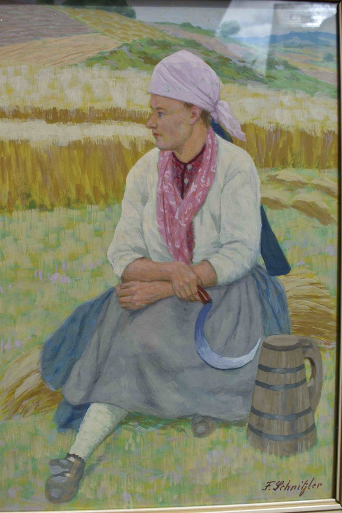 Fritz Schnitzler (1851-1920) - Bäuerin bei einer Pause bei der Feldarbeit #2.1