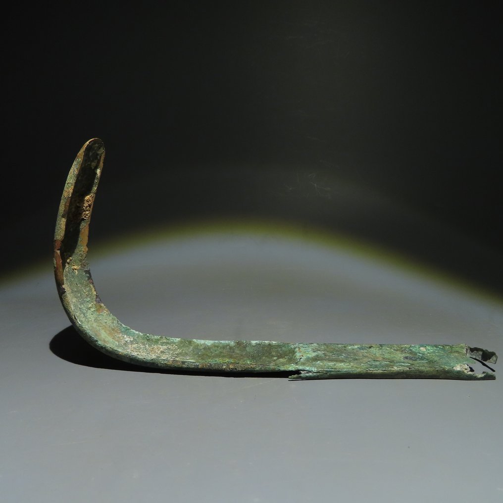 Römisches Reich Bronze Strigil. 1. Jahrhundert n. Chr. 19 cm lang. Spanische Exportlizenz. #2.1