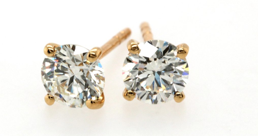18 carats Or jaune - Boucles d'oreilles - 0.90 ct Diamant #2.1