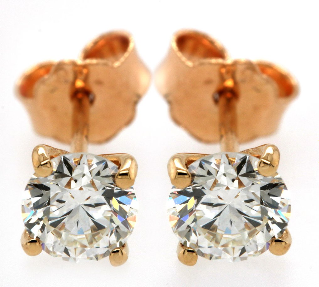 18 carats Or jaune - Boucles d'oreilles - 0.90 ct Diamant #1.1