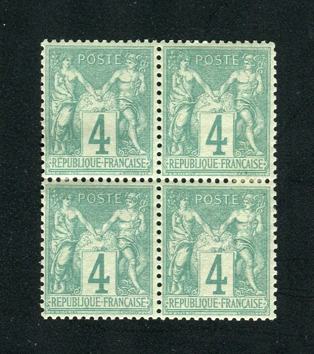 Francia 1876 - Magnífico y raro bloque de cuatro n° 63 Nuevo * #1.1