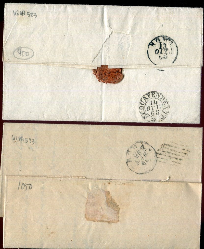 Italian Ancient States - Papal State 1852/1867 - Non-common cancellations of Castelnuovo di Porto on 1st and 2nd emission. - Sassone 3Aa, 17. #3.2