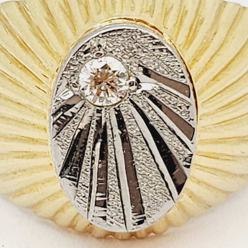 18 kt. Fehér arany, Sárga arany - Gyűrű - 0.10 ct Gyémánt #2.1