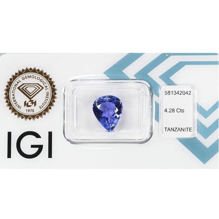 没有保留价 - 1 pcs  蓝色, 紫罗兰色 坦桑石  - 4.28 ct - 国际宝石研究院（IGI） - 激烈的蓝色坦桑石 #3.2