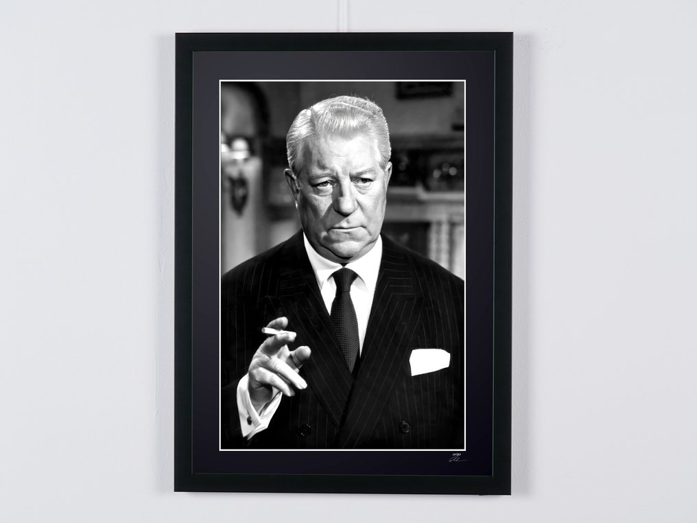 Jean Gabin - Portrait - Fine Art Photography - Luxury Wooden Framed 70X50 cm - Limited Edition Nr 02 of 30 - Serial ID 30300 - Original Certificate (COA), Hologram - 100% New. Shipping Reduction from 3 items #1.0