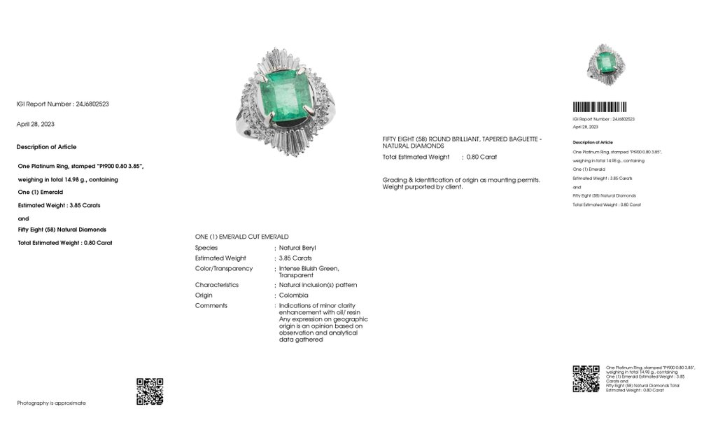 Gyűrű Platina Smaragd #2.1