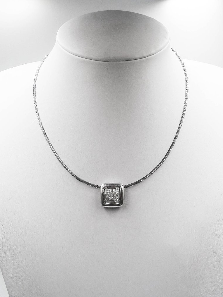 Chimento - Colar com pingente - 18 K Ouro branco - Diamante #1.0