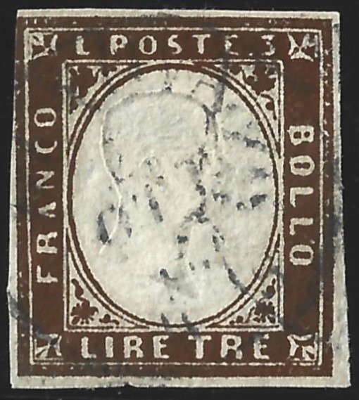 意大利古城邦-撒丁岛 1861 - 3里拉 - Sassone 18Aa #1.0
