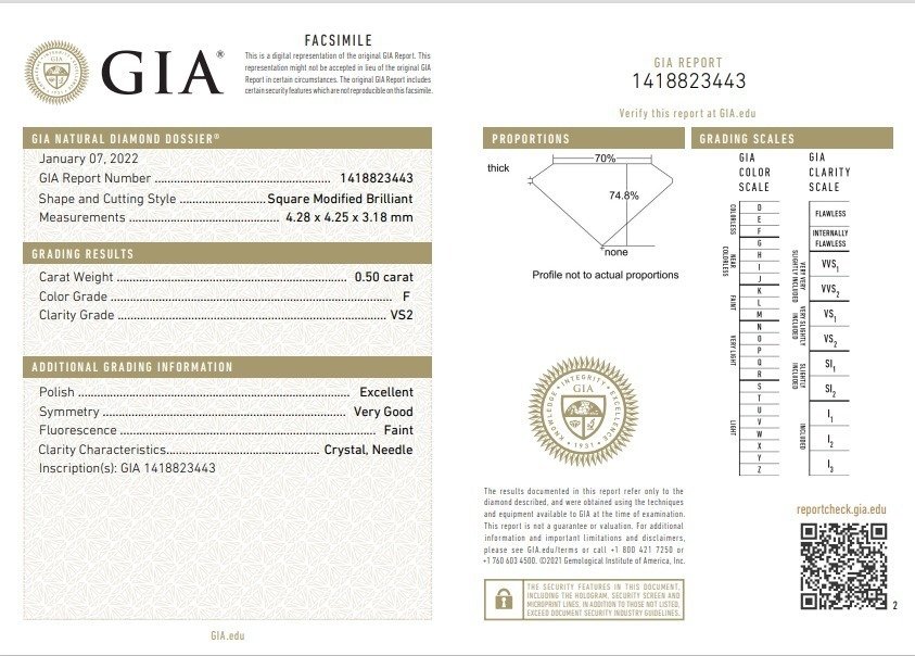 GIA Certificate - 0.50 total carat of natural diamonds - 18 kt. Fehér arany - Gyűrű - 0.50 ct Gyémánt - Gyémánt #3.2