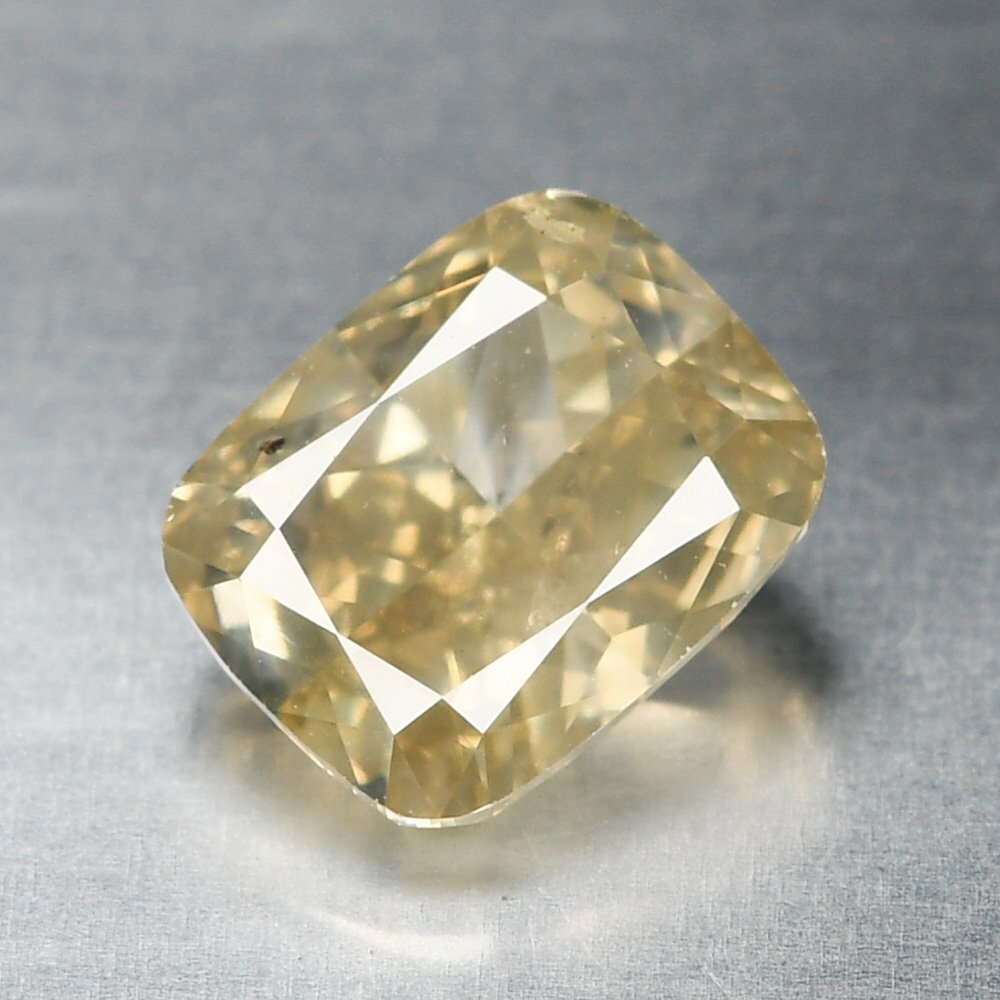 Diament - 1.61 ct - poduszkowy - Fancy Light Yellowish Grayish Brown - I1 (z inkluzjami) #1.1