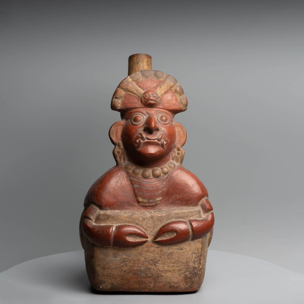 Moche, Peru Terracotta Huaco met Ai Apaec. 200-400 n.Chr. 22,5 cm H. met TL-test en Spaanse importlicentie. #1.1