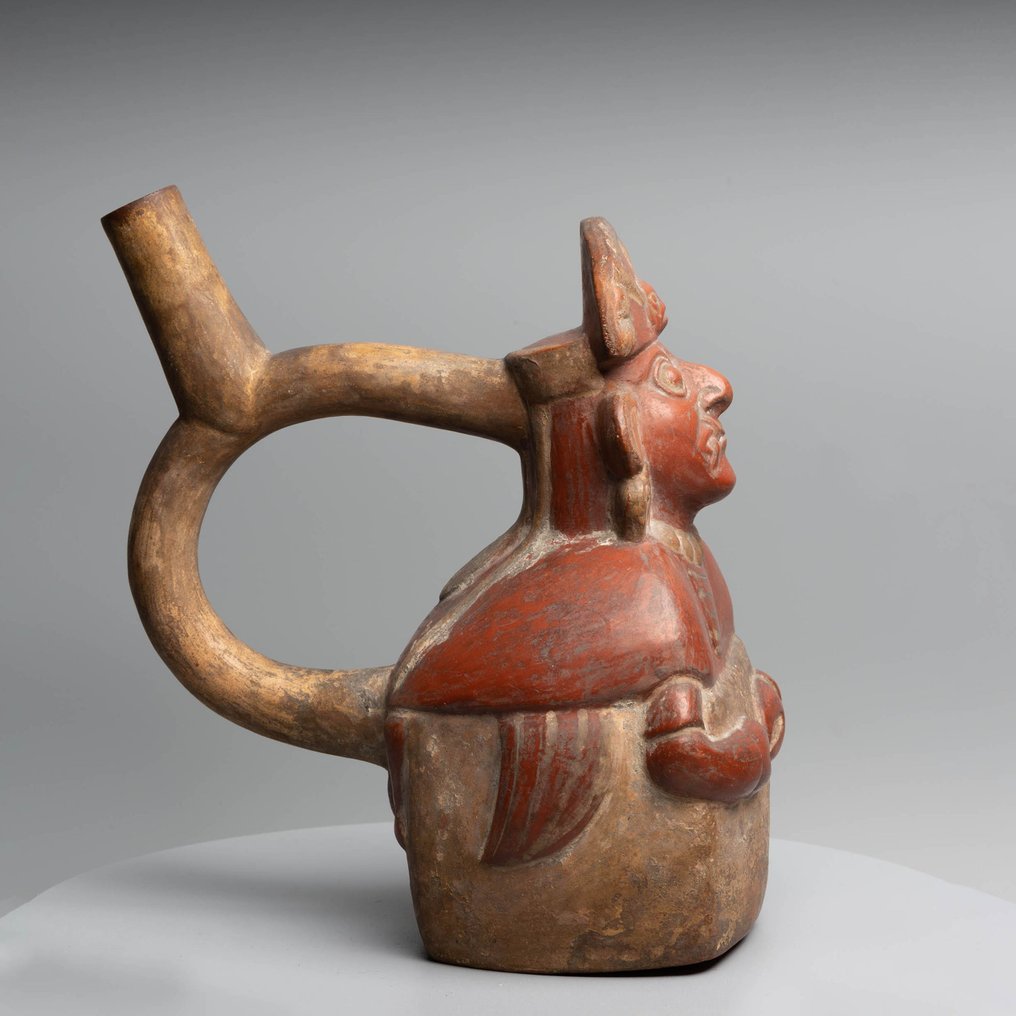 Moche, Perú Terracotta Huaco with Ai Apaec. 200-400 AD. 22.5 cm H. with TL test and Spanish Import License. #3.2