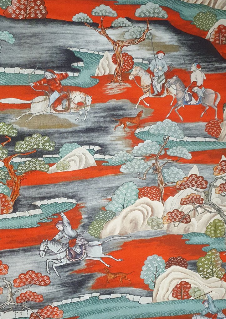 Tekstil Jim Thompson-stil Art Nouveau Orientale - 300x280cm - Kunstnerisk design - Tekstil - 300 cm - 280 cm #1.0