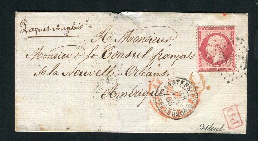 Γαλλία 1865 - Εξαιρετική και σπάνια επιστολή από το Rabastens de Bigorre για τη Νέα Ορλεάνη με αριθμό 24 #1.1