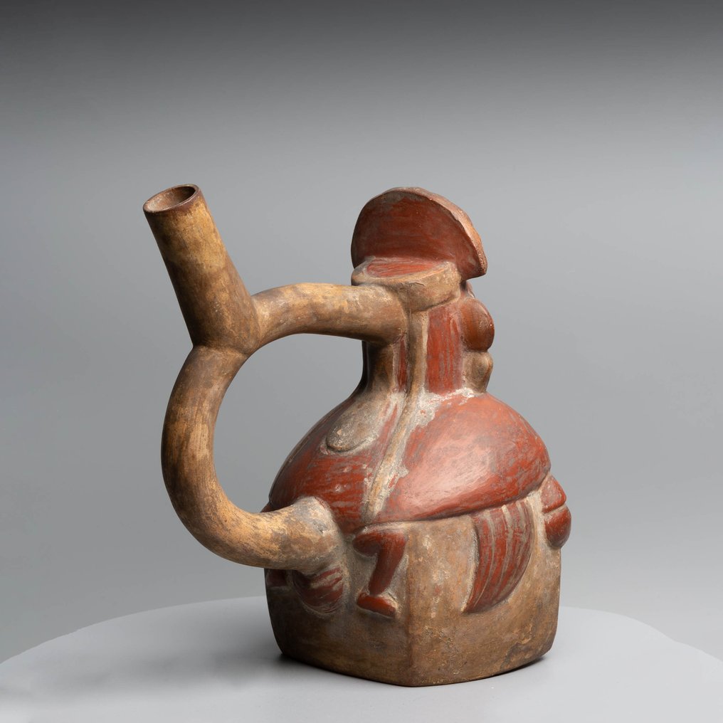 Moche, Perú Terracotta Huaco with Ai Apaec. 200-400 AD. 22.5 cm H. with TL test and Spanish Import License. #4.3