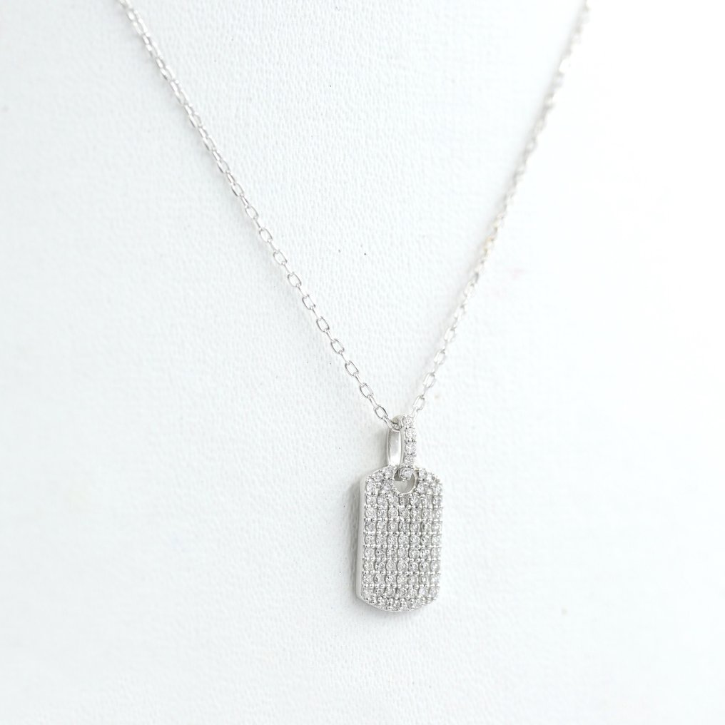 18 carats Or blanc - Collier et pendentif - 0.33 ct Diamant #1.1
