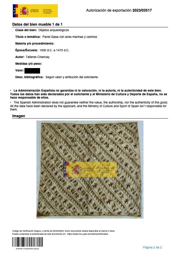 Cultura Chancay Pizzo di garza di cotone Copricapo tessuto. Licenza di esportazione spagnola - 103 cm #2.2