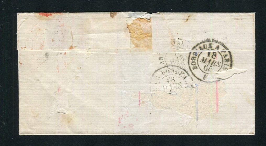 França 1865 - Carta excelente e rara de Rabastens de Bigorre para Nova Orleans com o número 24 #2.1