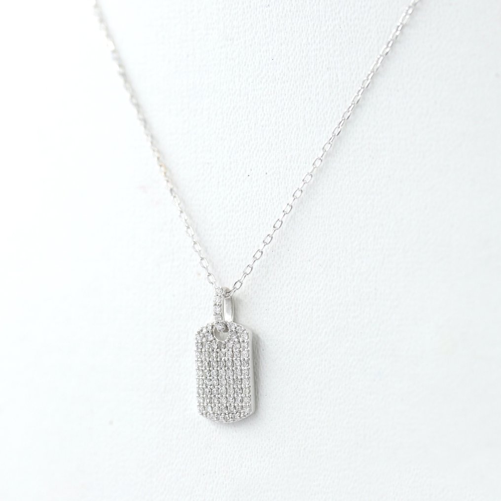 Collar con colgante - 18 quilates Oro blanco -  0.33 tw. Diamante  (Natural) #1.2