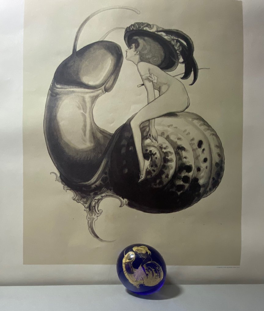 Murano - Franz von Bayros - Papirvekt - Briefbeschwerer mit erotischem Motiv - Glass #2.1