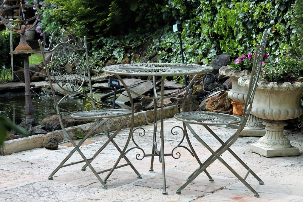 tuinset 2 stoelen 1 tafel inklapbaar - Set da salotto (3) - set da giardino in stile barocco - Metallo #2.1