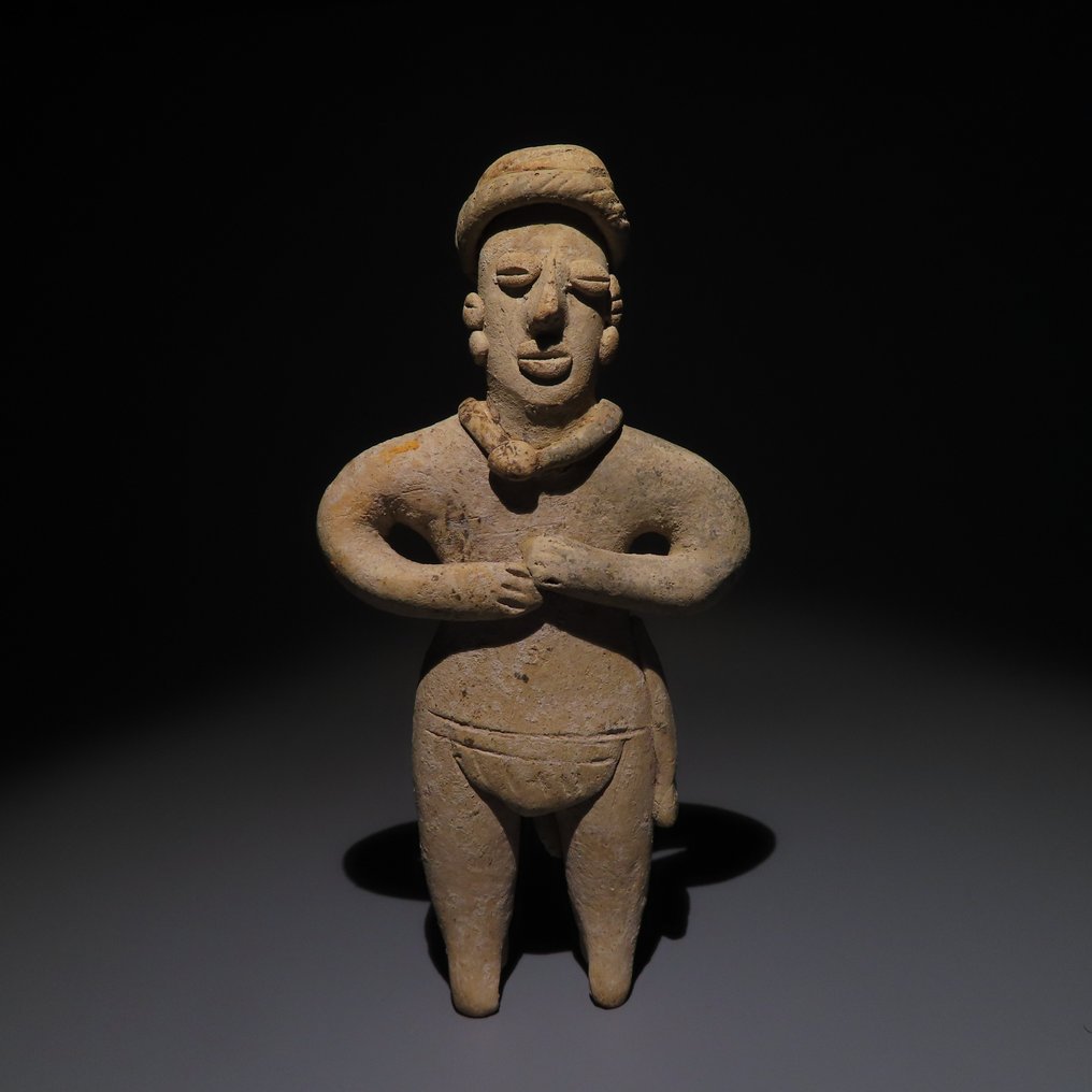 Colima, Mexico, Terracotta Male Figure. 12,5 cm H. Very Big sculpture. Spanish Import License. 100 BC - 250 AD #1.1