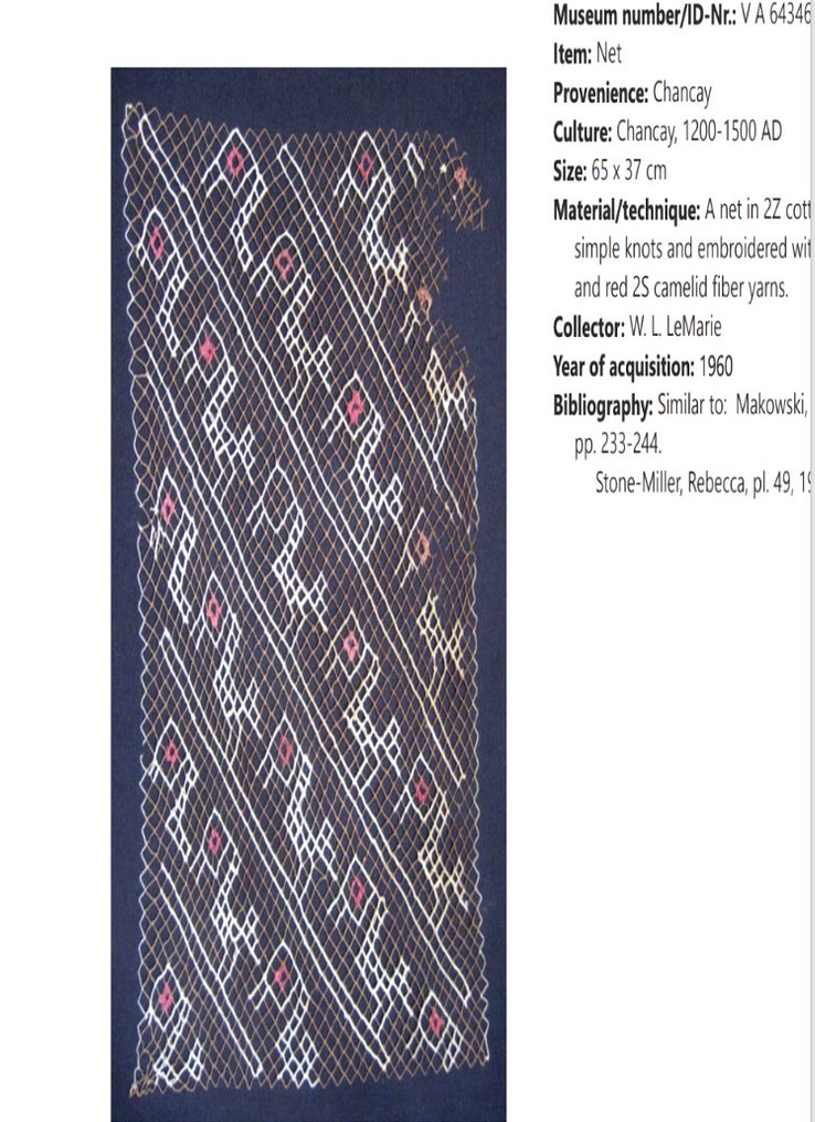 Cultura Chancay Pizzo di garza di cotone Copricapo tessuto. Licenza di esportazione spagnola - 103 cm #3.2