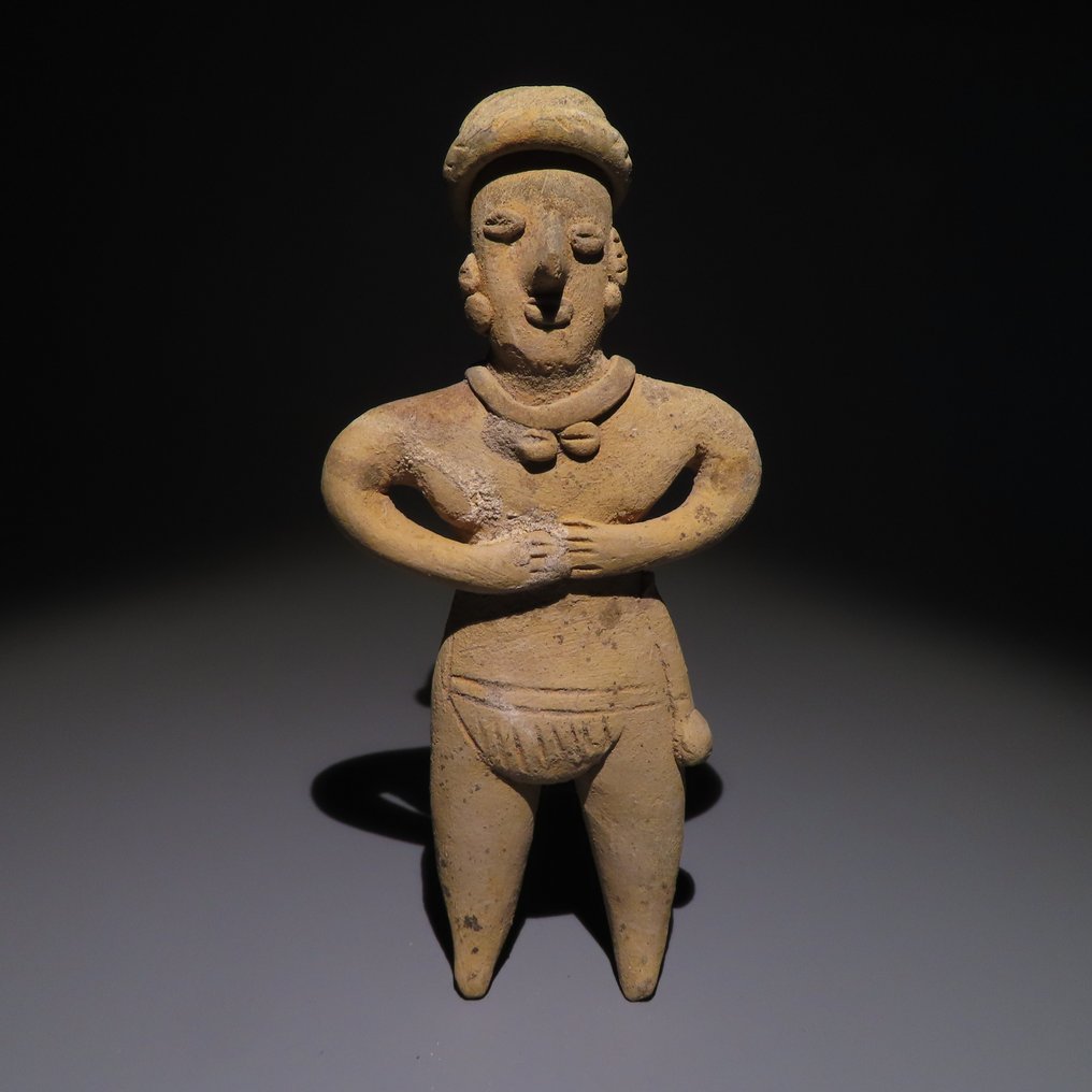 Colima, Messico, Terracotta Figura maschile. 13,3 cm H. Scultura molto grande. Licenza di importazione spagnola. 100 a.C. - 250 #1.1