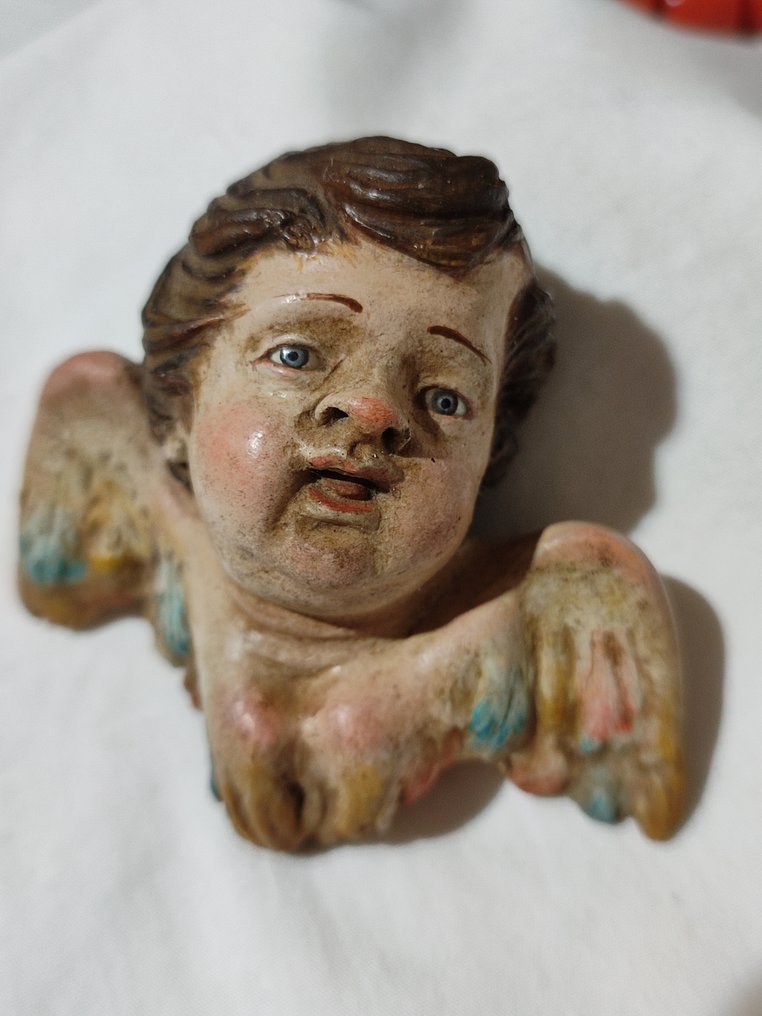 雕塑, Cherubino Napoletano da presepe - 6.6 cm - 陶器 - 1850 #1.1