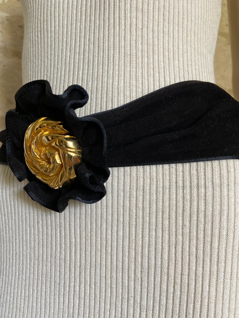 Lanvin - Velvet Gold-tone Large Flower - 腰帶 #1.0