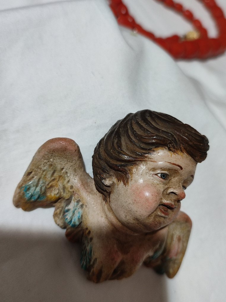 雕刻, Cherubino Napoletano da presepe - 6.6 cm - 陶器 - 1850 #2.1