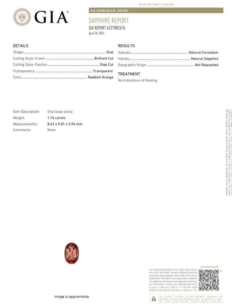 1 pcs Red, Orange Sapphire - 1.74 ct #3.2