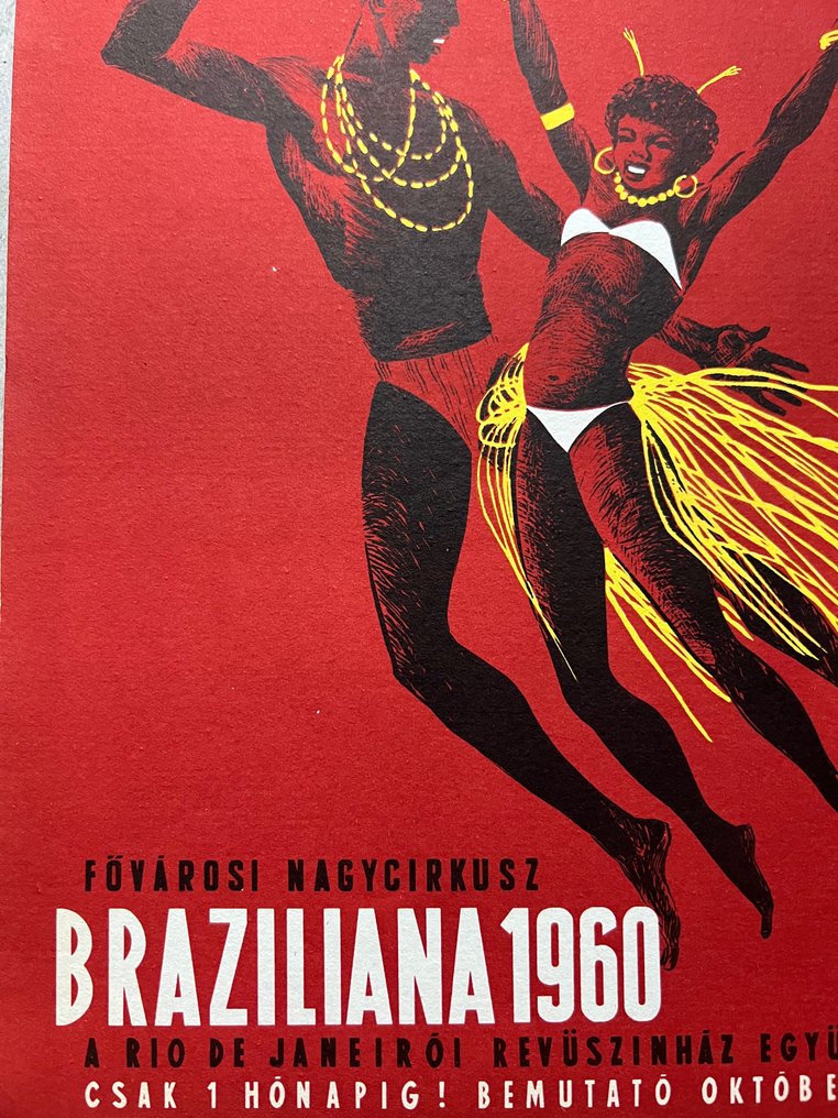 Sandor Benkő - Braziliana - Original rare Circus poster - Rio De Janero revue theatre in Budapest - Hungary - Années 1960 #1.2