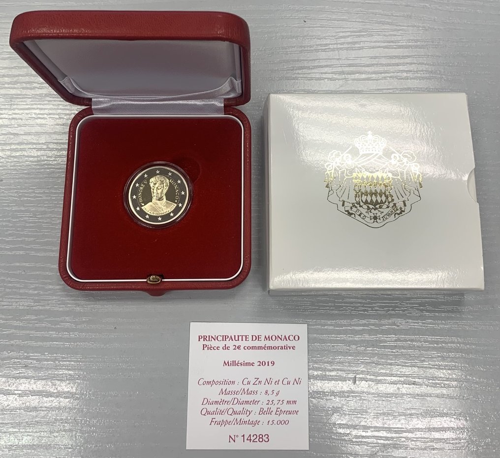 Μονακό. 2 Euro 2019 "Honoré V" Proof (χωρίς τιμή ασφαλείας) #1.0