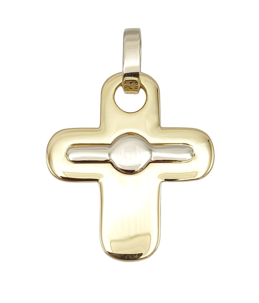 Cross pendant - 18 kt. White gold, Yellow gold #1.1