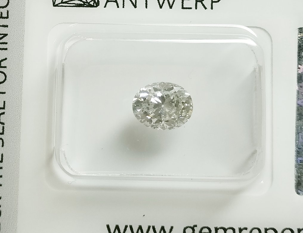 1 pcs 鑽石 - 1.00 ct - 橢圓形 - H(次於白色的有色鑽石) - SI1 #1.1