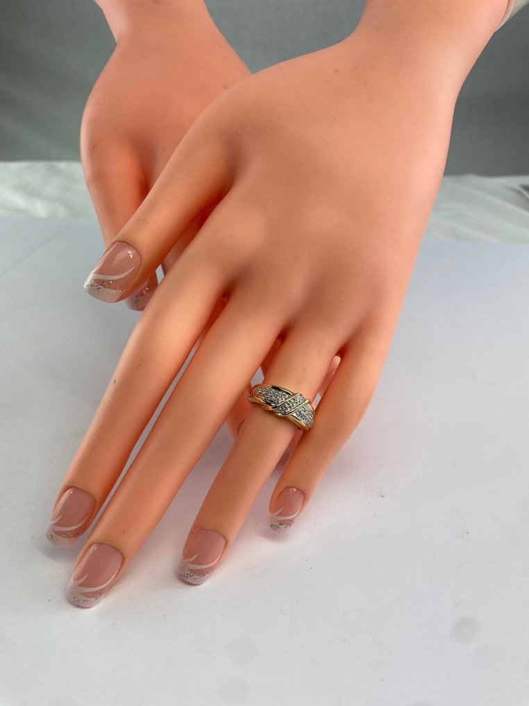 永恒戒指 - 18K包金 白金, 黄金 - 0.17ct. tw. 钻石 (天然) - 钻石 - Modern Band Dia Ring RS49 #2.1